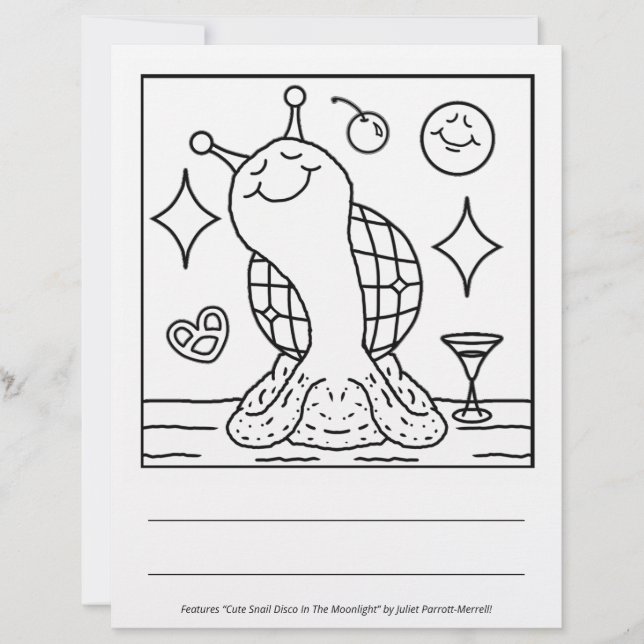 Cute Snail Disco Ball Happy New Year Colouring Pag (Front)