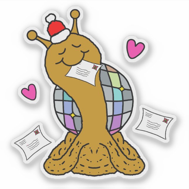 Cute Snail Disco Mail Christmas Vinyl Sticker (Devant)