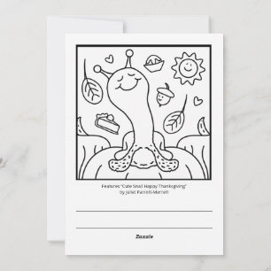 Cute Snail Happy Thanksgiving Coloring Holiday Card