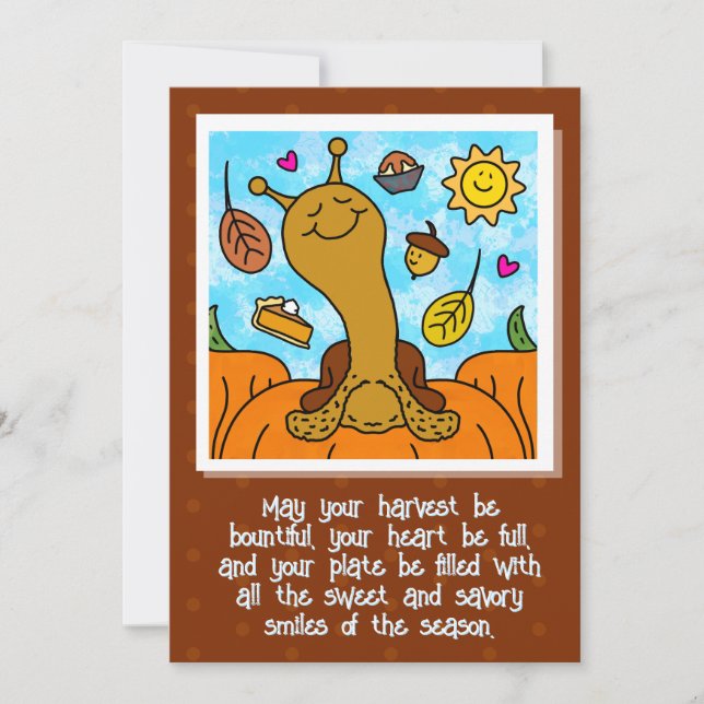 Cute Snail Happy Thanksgiving  Holiday Card (Front)
