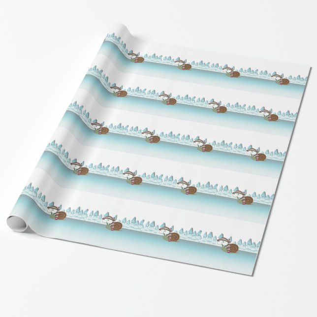 Cute Snail in Sleeping Cap Wrapping Paper (Unrolled)