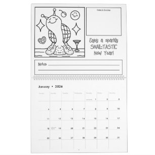 Cute Snail Large 2026 Colouring Calendar