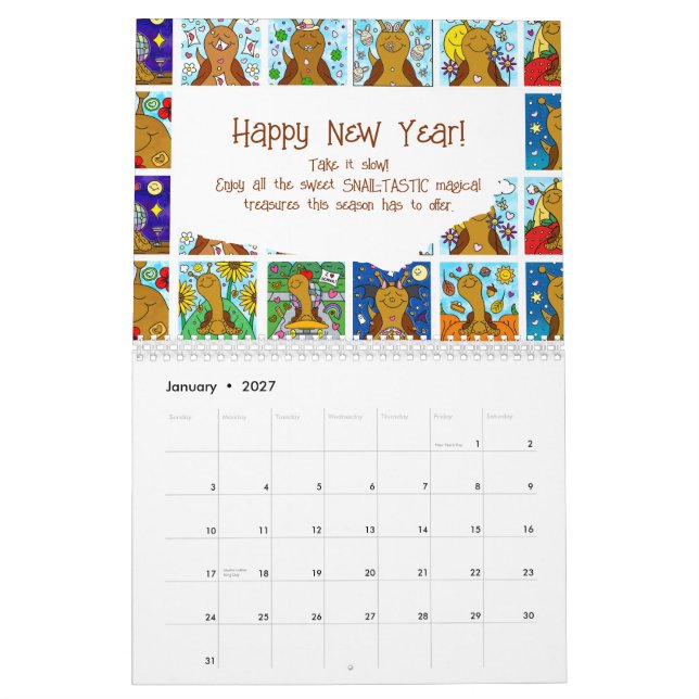 Cute Snail Medium 2026  Calendar (Jan 2027)