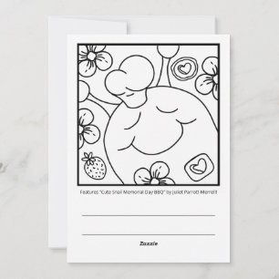 Cute Snail Memorial Day BBQ Coloring Holiday Card