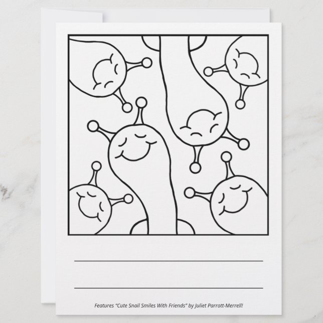 Cute Snail Miles Of Smiles Colouring Page (Front)