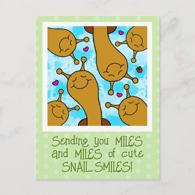 Cute Snail Miles Of Smiles Friendship Postcard (Front)