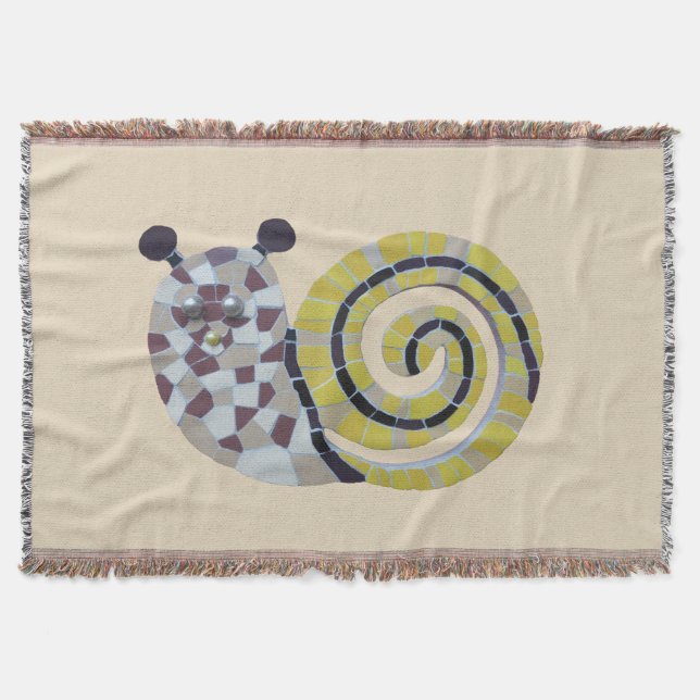 Cute Snail Mosaic Cust. Trow Blanket (Front)