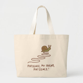 Cute Snail Patience Motivational Quote Large Tote Bag