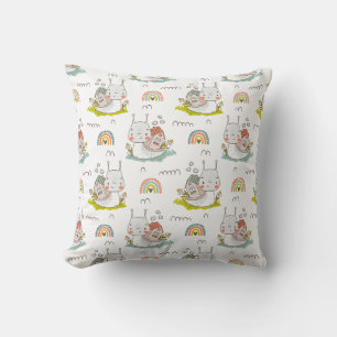 Cute Snail Pattern Kawaii Animal Boho Throw Pillow
