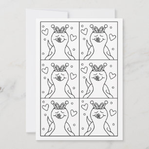 Cute Snail Pop Art Bunny Ears Easter Coloring Holiday Card
