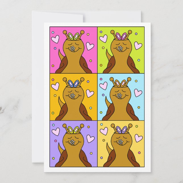 Cute Snail Pop Art Bunny Ears Easter  Holiday Card (Front)