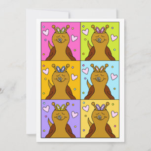 Cute Snail Pop Art Bunny Ears Easter Holiday Card