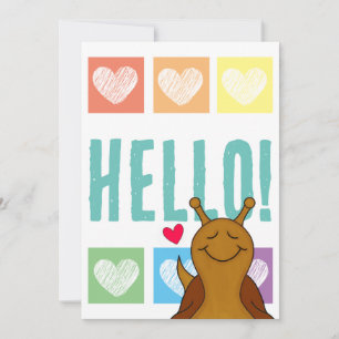 Cute Snail Rainbow Heart Hello Greeting Card