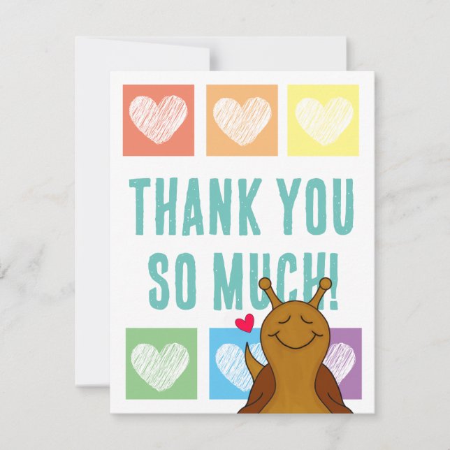 Cute Snail Rainbow Heart Thank You | Card (Front)