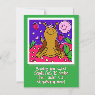 Cute Snail Royally Fun Summer Strawberry Moon Postcard