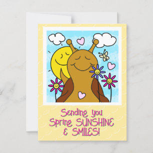 Cute Snail Sending Smiles Spring   Postcard