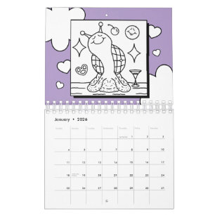 Cute Snail Small 2026 Colouring Calendar