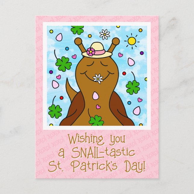 Cute Snail St Patricks Day |  Holiday Postcard (Front)