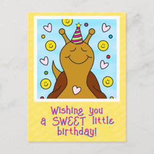 Cute Snail Sweet Little Birthday Postcard
