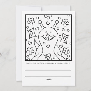 Cute Snail Valentines Day Colouring    Holiday Card