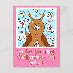Cute Snail Valentines Day    Holiday Postcard