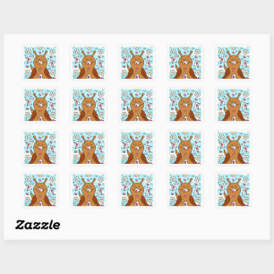 Cute Snail Valentines Day Mail Square Sticker