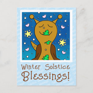 Cute Snail Winter Solstice Blessings Holiday Postcard