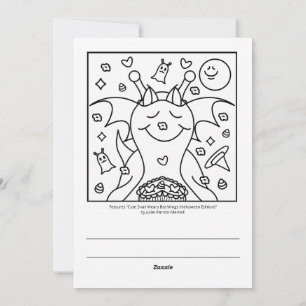 Cute Snail With Bat Wings Happy Halloween Coloring Holiday Card