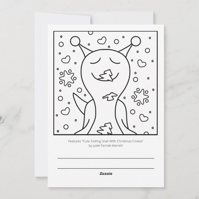 Cute Snail With Christmas Cookie Colour Me |  Holiday Card (Back)