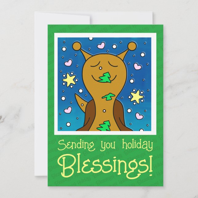 Cute Snail With Christmas Cookie |  Holiday Card (Front)