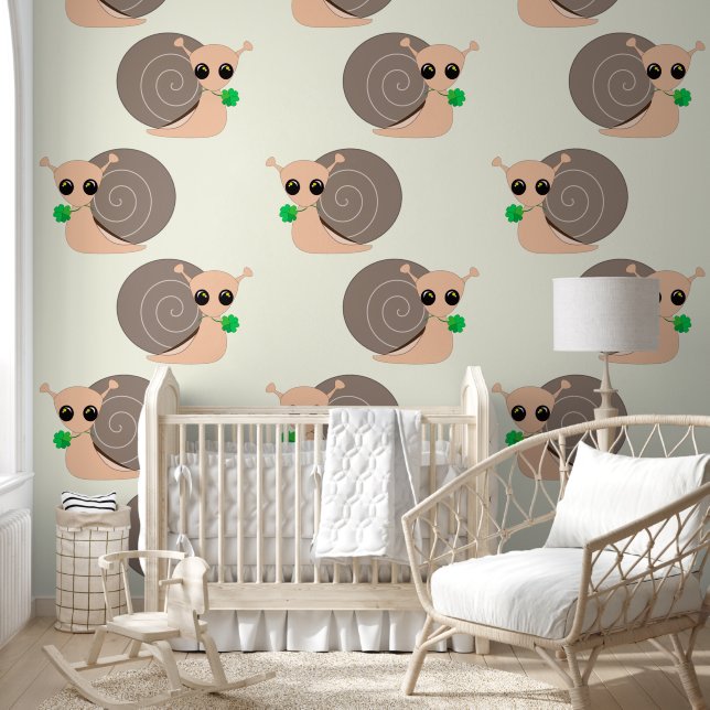 Cute Snail with Clover Wallpaper (Kids)