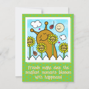 Cute Snail With Dandelion Friends Fall Postcard