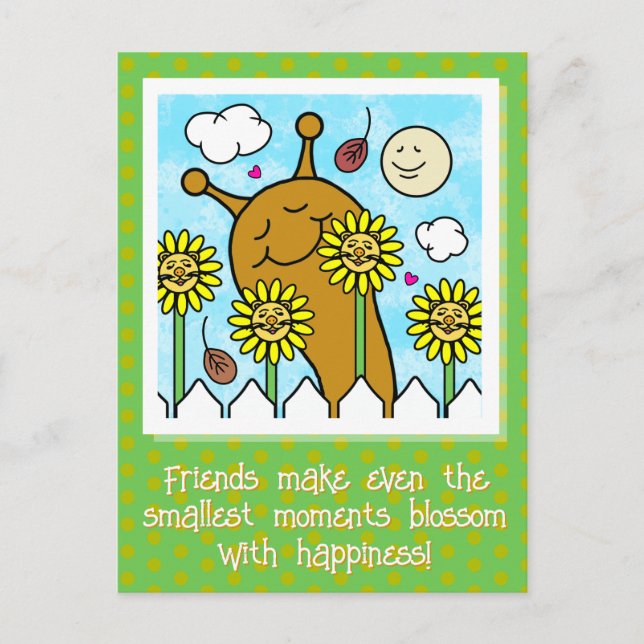 Cute Snail With Dandelion Friends Fall Postcard (Front)