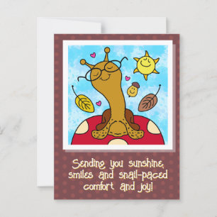 Cute Snail With Glasses On Mushroom Fall Postcard