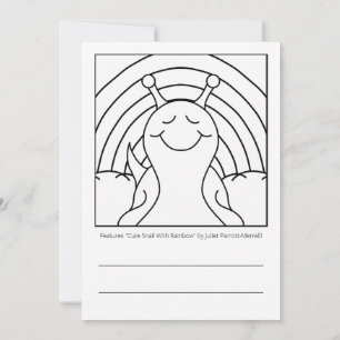 Cute Snail With Rainbow Day Coloring Greeting Card