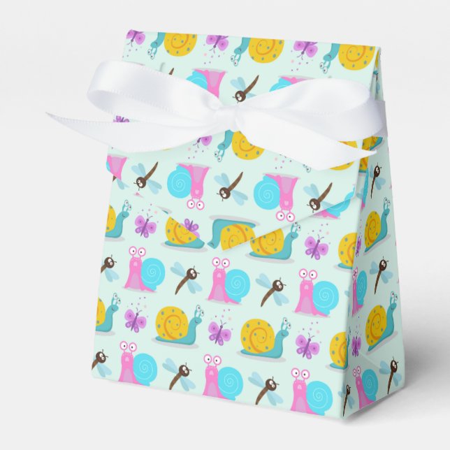Cute Snails, Butterflies and Dragonflies  Favor Box (Front Side)