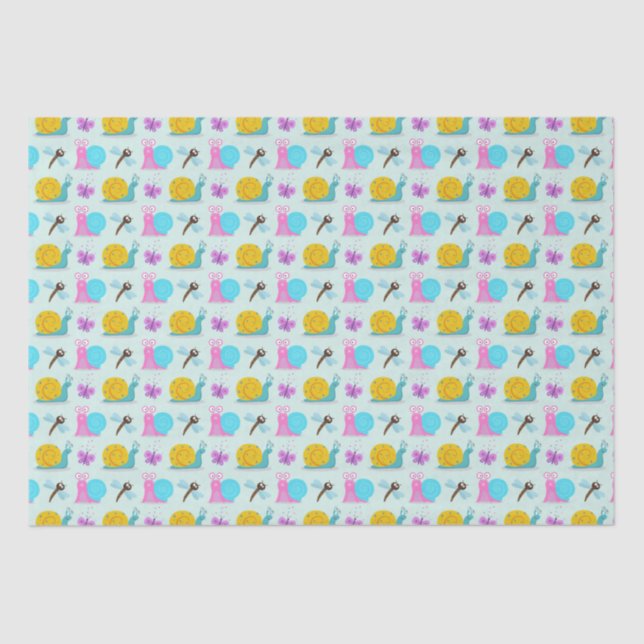Cute Snails, Butterflies and Dragonflies  Tissue Paper (Front)