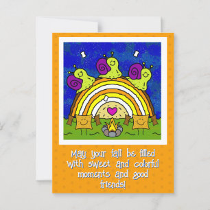 Cute Snails Crossing Rainbow Log Fall Postcard