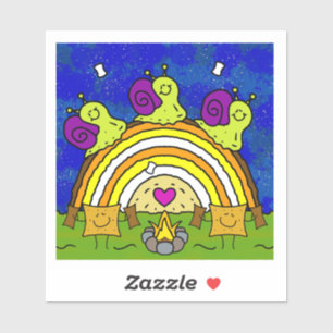 Cute Snails Crossing Rainbow Log Fall Vinyl