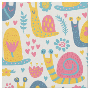 Cute snails kids pattern fabric