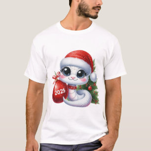 Cute Snake 2025 Christmas T-Shirt Design