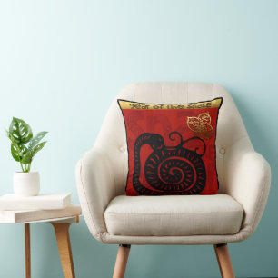 Cute Snake Chinese New Year Zodiac Birthday SqP Throw Pillow