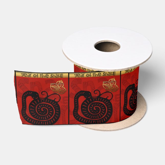 Cute Snake Chinese Year Zodiac Birthday Large R Satin Ribbon (Spool)