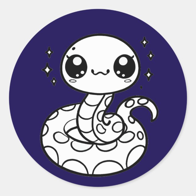 Cute snake classic round sticker (Front)