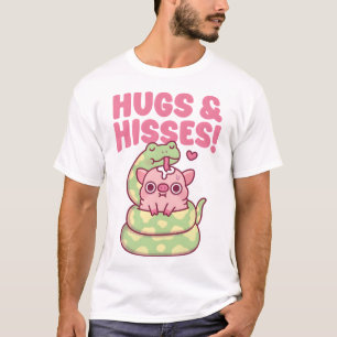 Cute Snake Curl Around Pig Hugs & Hisses Funny T-Shirt
