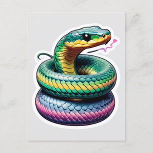 Cute Snake Illustration Postcard