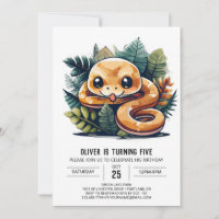 Cute Snake Jungle Invitation Anniversaire