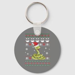 Cute Snake Ugly Sweater Christmas Light Pajama Keychain