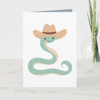 Cute Snake Wearing Hat Holiday Card