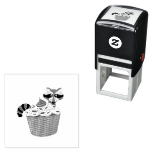 Cute Sneaky Raccoon & Chocolate Chip Cupcake Self-inking Stamp